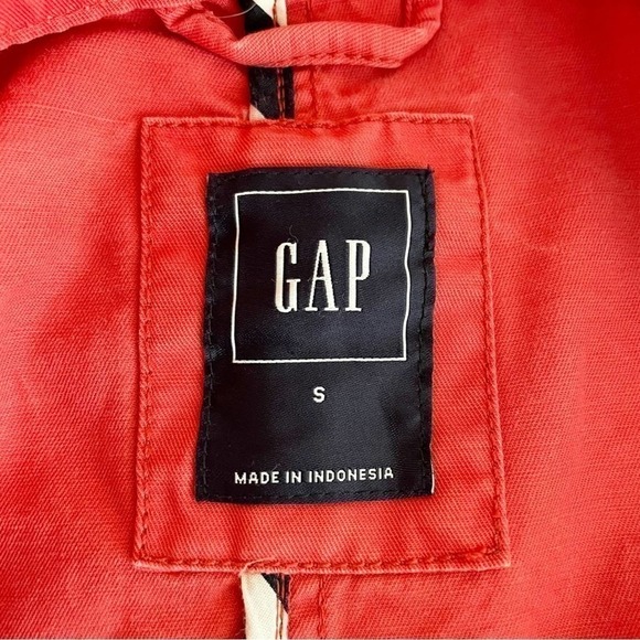 GAP Coral Red Long Sleeve Zip Up Utility Jacket Size Small - Picture 6 of 10